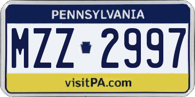 PA license plate MZZ2997