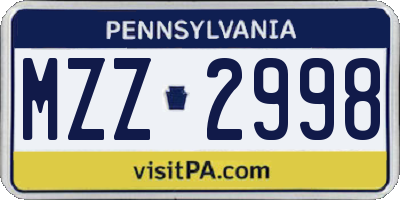 PA license plate MZZ2998