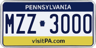 PA license plate MZZ3000