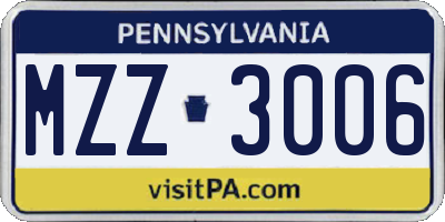 PA license plate MZZ3006
