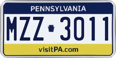 PA license plate MZZ3011