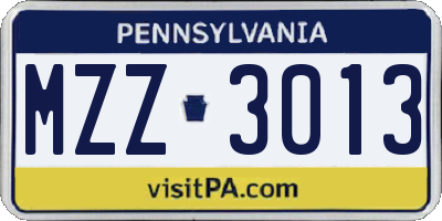 PA license plate MZZ3013