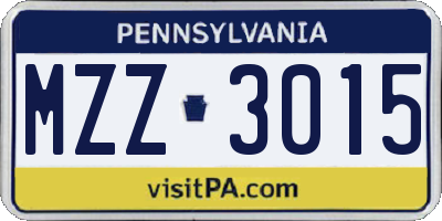 PA license plate MZZ3015
