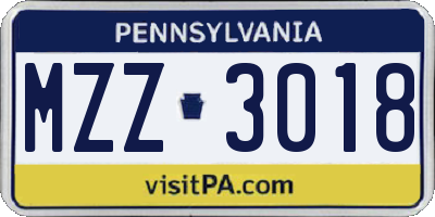 PA license plate MZZ3018