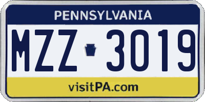PA license plate MZZ3019