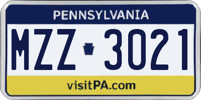 PA license plate MZZ3021