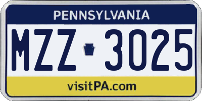 PA license plate MZZ3025