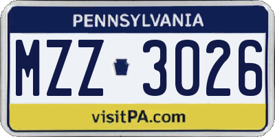PA license plate MZZ3026