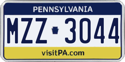 PA license plate MZZ3044