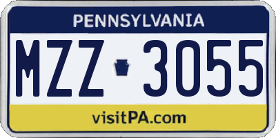 PA license plate MZZ3055
