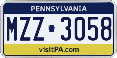 PA license plate MZZ3058