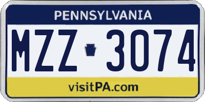 PA license plate MZZ3074