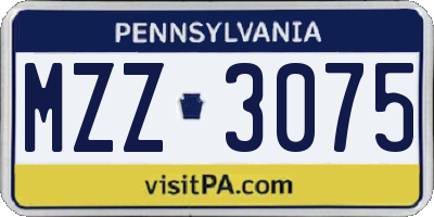 PA license plate MZZ3075