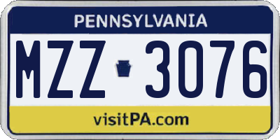 PA license plate MZZ3076
