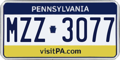 PA license plate MZZ3077