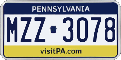 PA license plate MZZ3078
