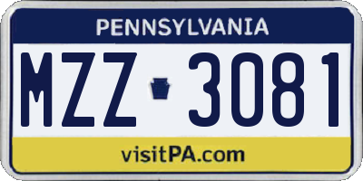PA license plate MZZ3081