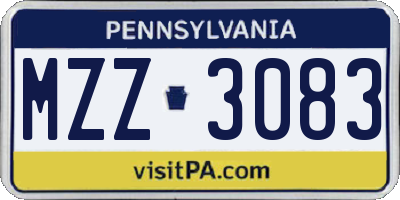 PA license plate MZZ3083