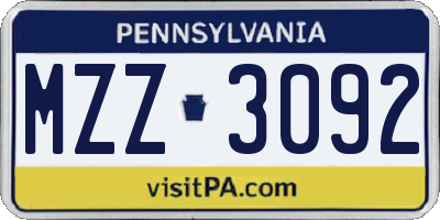 PA license plate MZZ3092