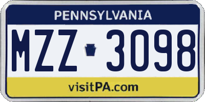 PA license plate MZZ3098