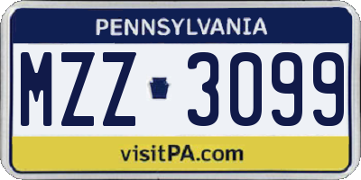 PA license plate MZZ3099