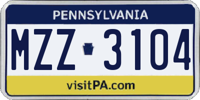 PA license plate MZZ3104