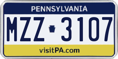 PA license plate MZZ3107