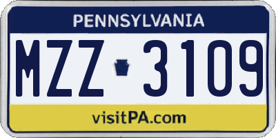 PA license plate MZZ3109