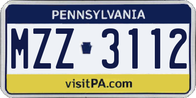 PA license plate MZZ3112