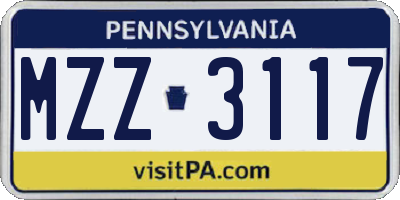 PA license plate MZZ3117