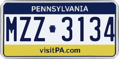 PA license plate MZZ3134