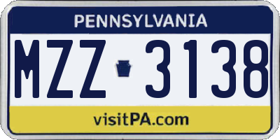 PA license plate MZZ3138