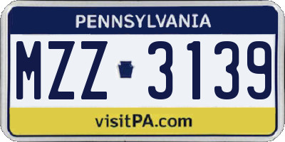 PA license plate MZZ3139