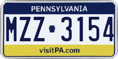 PA license plate MZZ3154