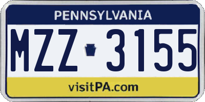 PA license plate MZZ3155