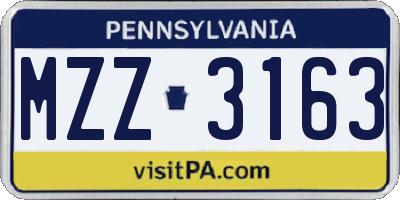 PA license plate MZZ3163