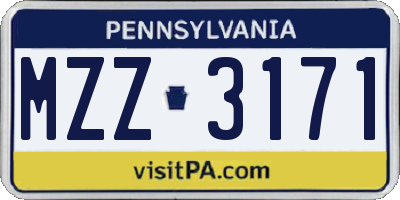 PA license plate MZZ3171