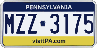 PA license plate MZZ3175