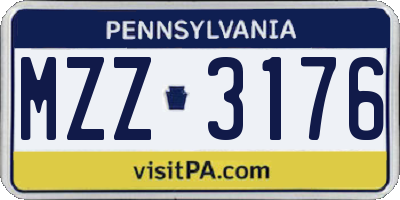 PA license plate MZZ3176
