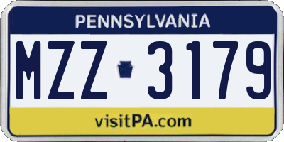 PA license plate MZZ3179