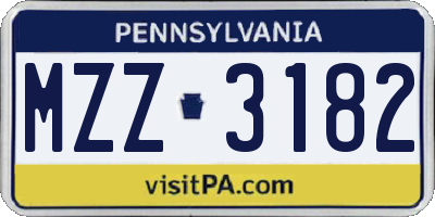 PA license plate MZZ3182
