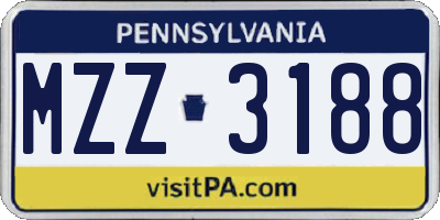 PA license plate MZZ3188