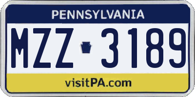 PA license plate MZZ3189