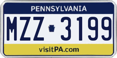 PA license plate MZZ3199