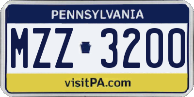 PA license plate MZZ3200