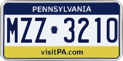PA license plate MZZ3210