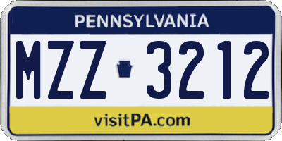 PA license plate MZZ3212