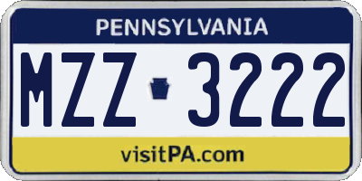 PA license plate MZZ3222