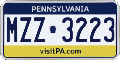 PA license plate MZZ3223