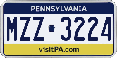 PA license plate MZZ3224